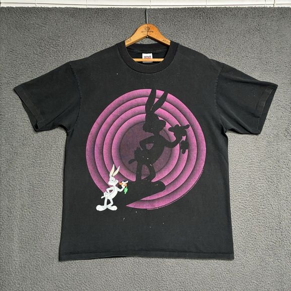 VTG 90s Bugs Bunny Shadow Shirt Mens XL Looney Tunes Made In USA Distressed Fade - Picture 2 of 14
